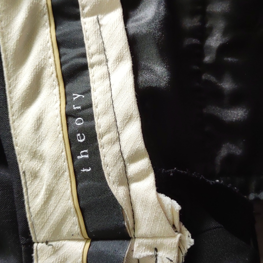 Theory Black Wool Blend 4 Pocket Wide Leg Zipper Closure Dress Trouser Size 4 - Picture 13 of 13